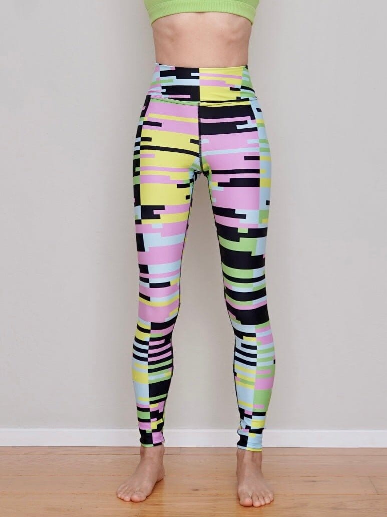 Acid Green Leggings Geo Pop Art | peace-lover