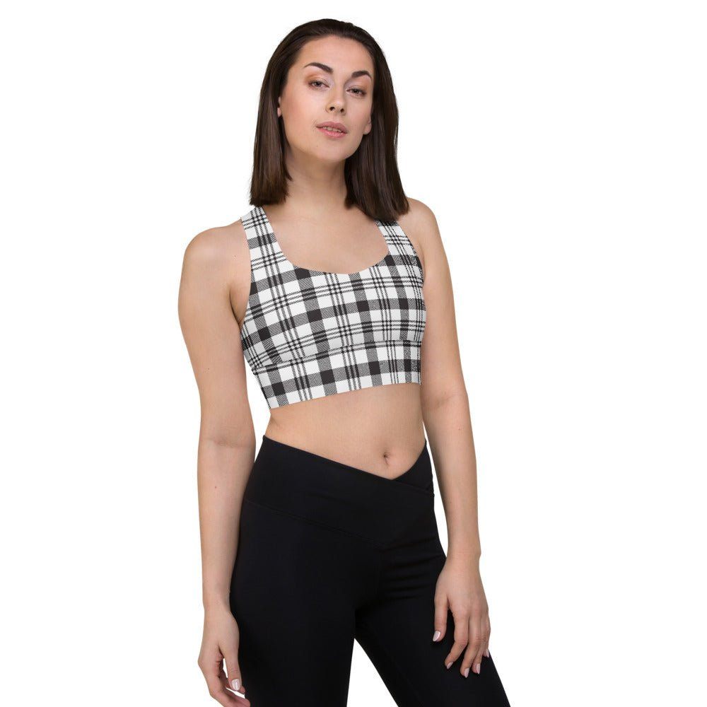 Black and white checked sports bra | peace-lover