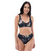 Black Floral high-waisted bikini | peace-lover