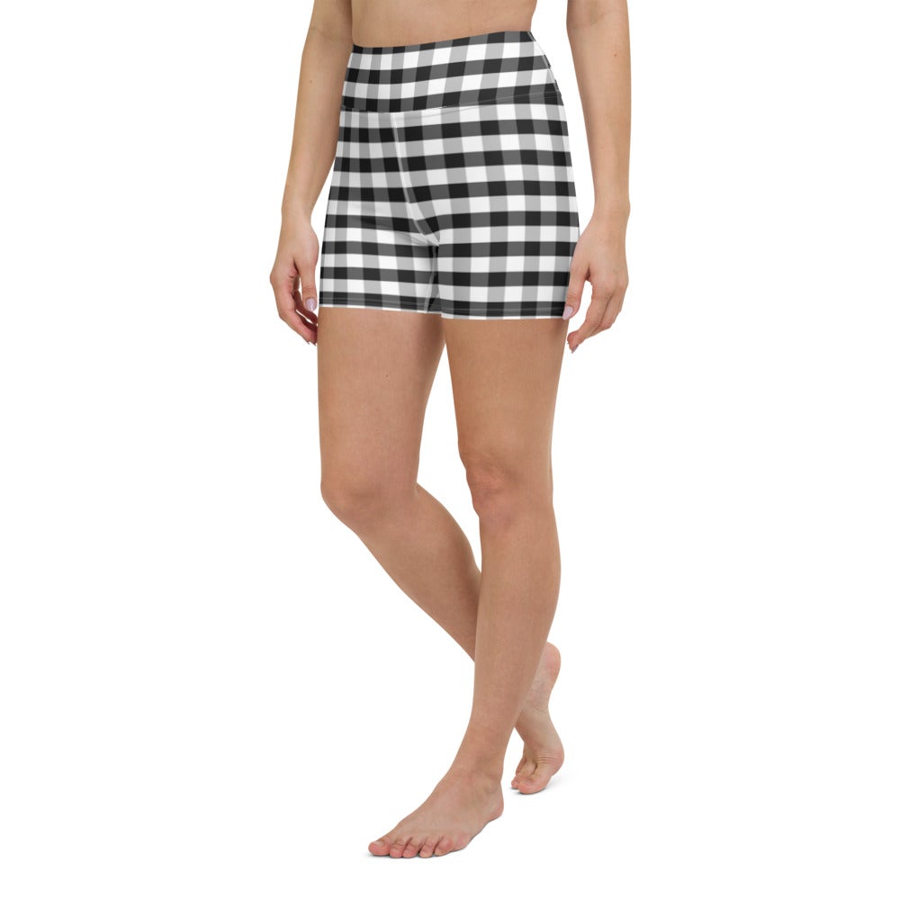 Black Gingham Short Shorts