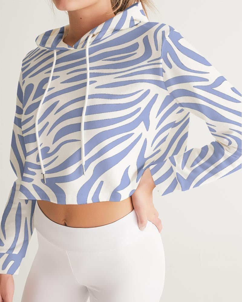 Cropped Hoodie Zebra in Blue | peace-lover