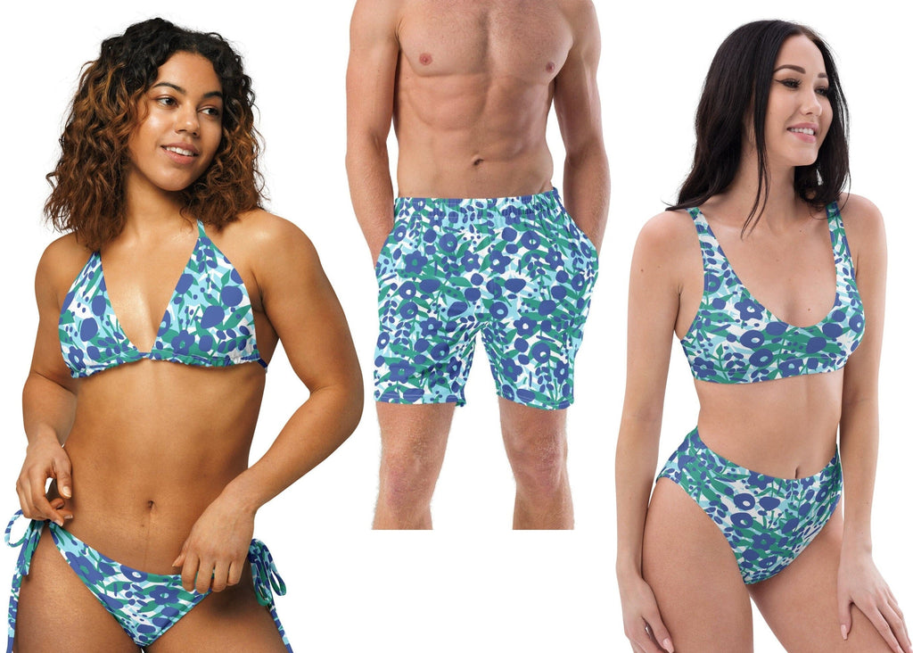 Matching Couples Swimwear Tropical Blue | peace-lover