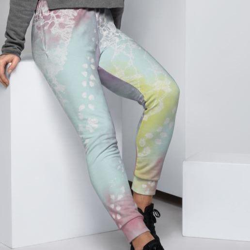 Women's Fleece Tie Dye Joggers - Pastel