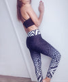 Aztec leggings black and white - patterned leggings - 8