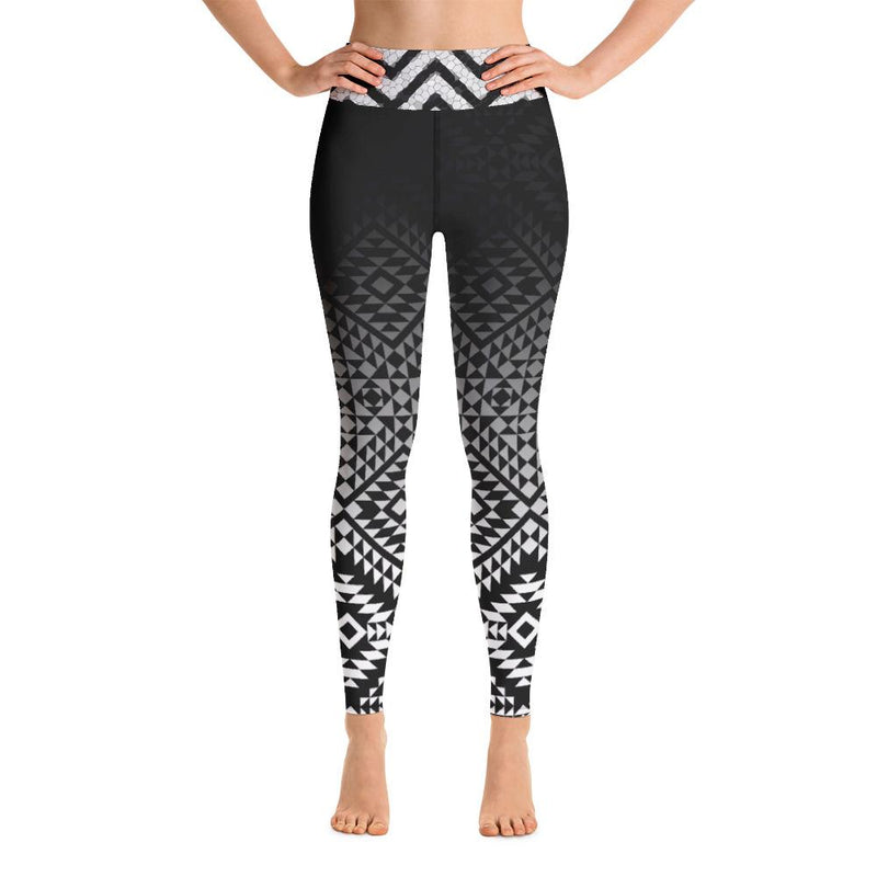 Aztec leggings black and white - patterned leggings - 8