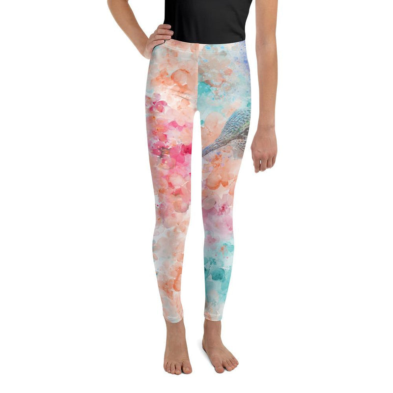 girls leggings floral pastel watercolor - 1